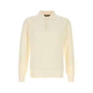 Canali Men Ivory Wool Blend Polo Shirt
